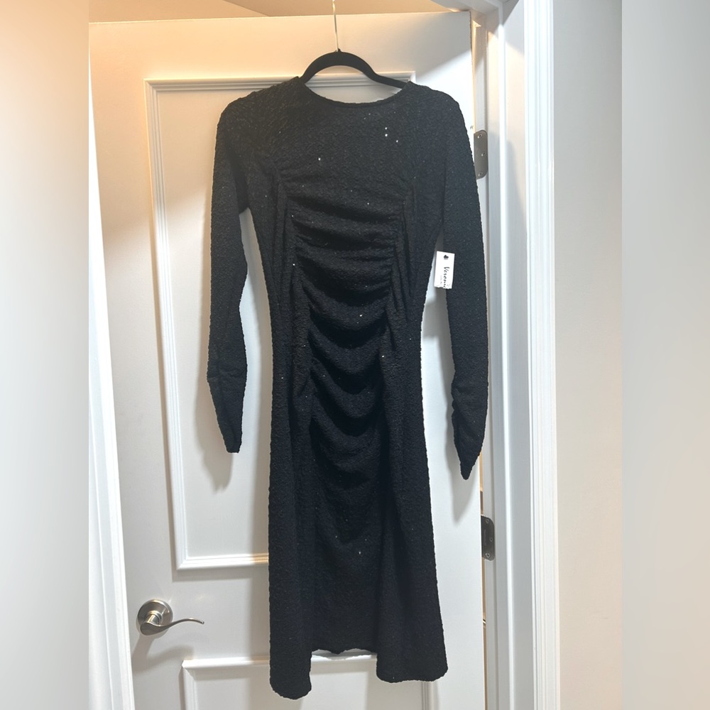 Veronica M Fatima Sparkle Shirred Long Sleeve Dress NWT Size M